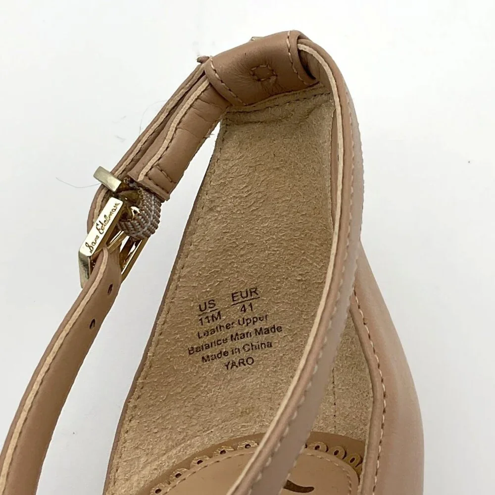 Sam Edelman Nude Ankle Strap Block Heel Sandals Womens Size 7 Medium Leather - Picture 10 of 10